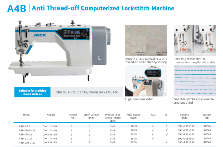 JACK A4B SEWING MACHINE