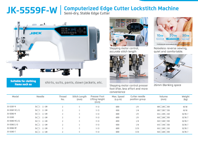 JACK 5559F-W SEWING MACHINE
